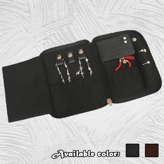12094 Imitative Leather Jewelry Storage Zipper Bag
