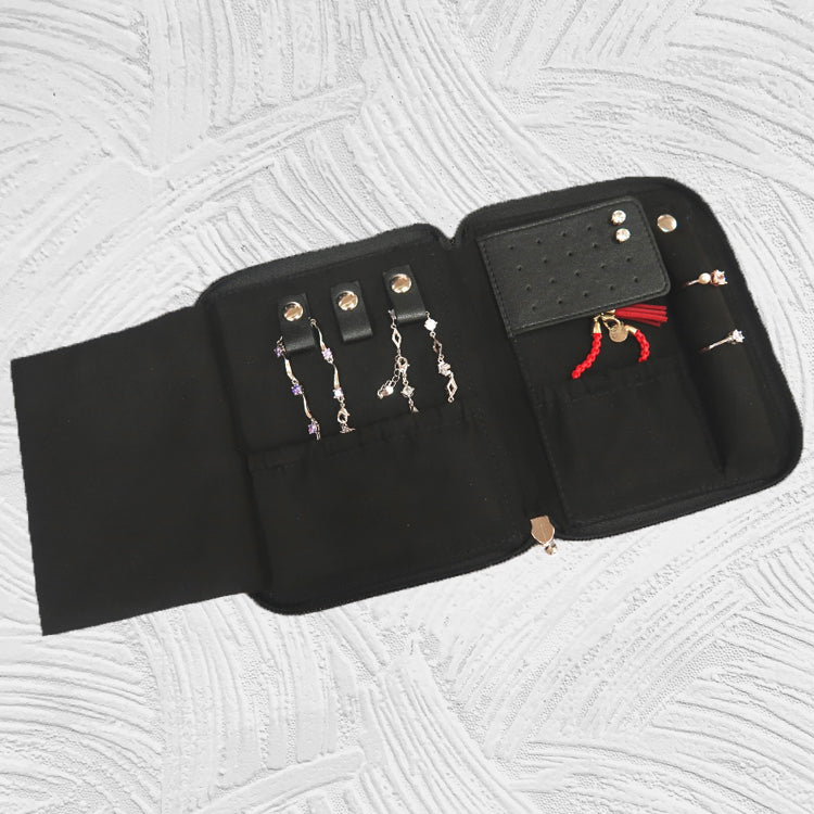 12094 Imitative Leather Jewelry Storage Zipper Bag
