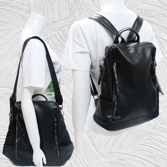 12266 2-Way Imitative Leather Caviar Backpack/Tote Bag
